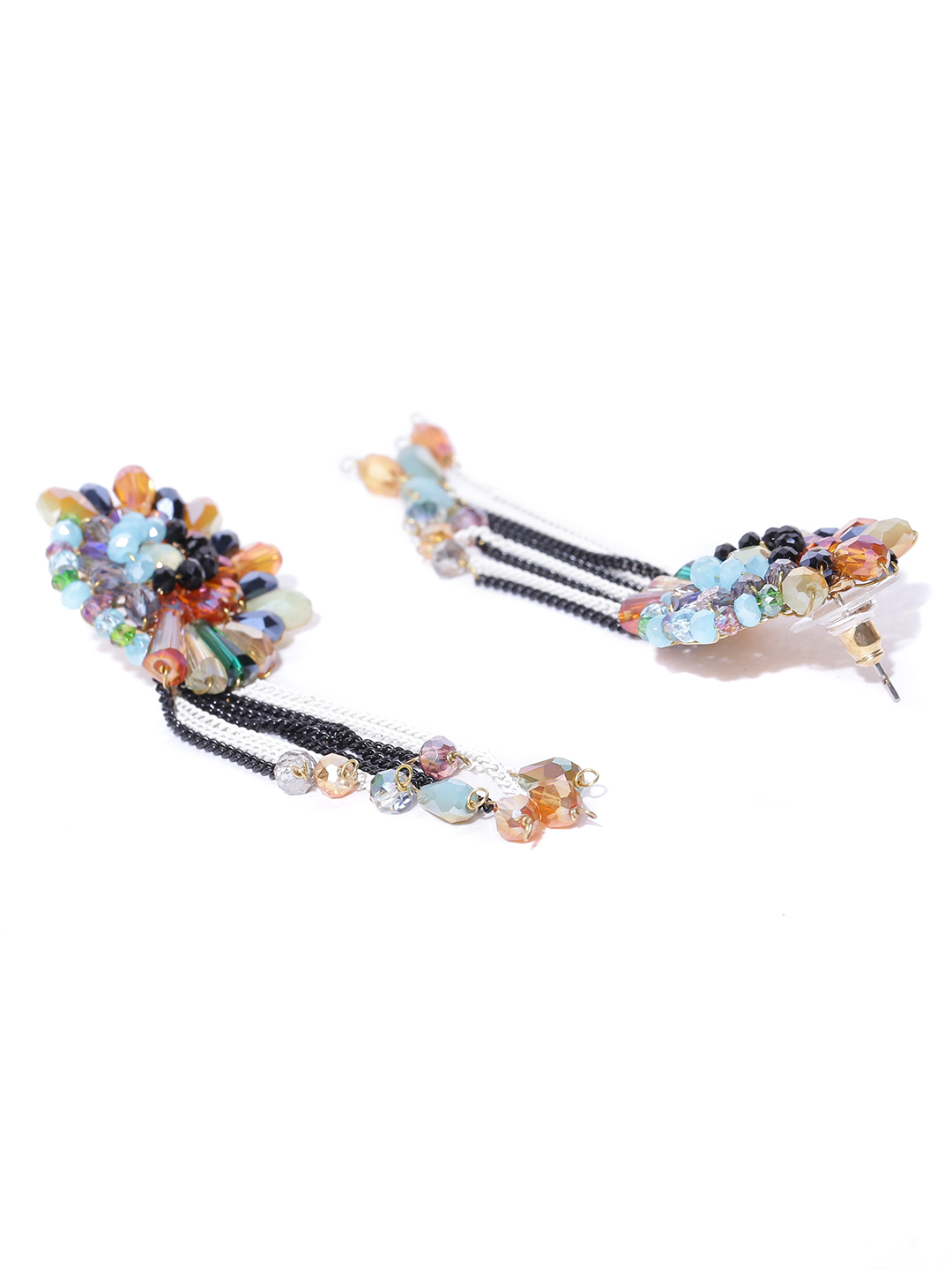 YouBella Multicoloured Gold-Plated Beaded Tasseled Drop Earrings